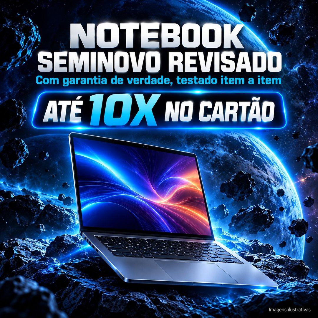 Notebook seminovo revisado, com garantia de verdade, até 10x no cartão
