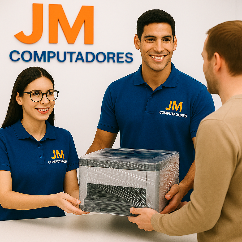 Equipe técnica da JM Computadores resolvendo problemas de impressão
